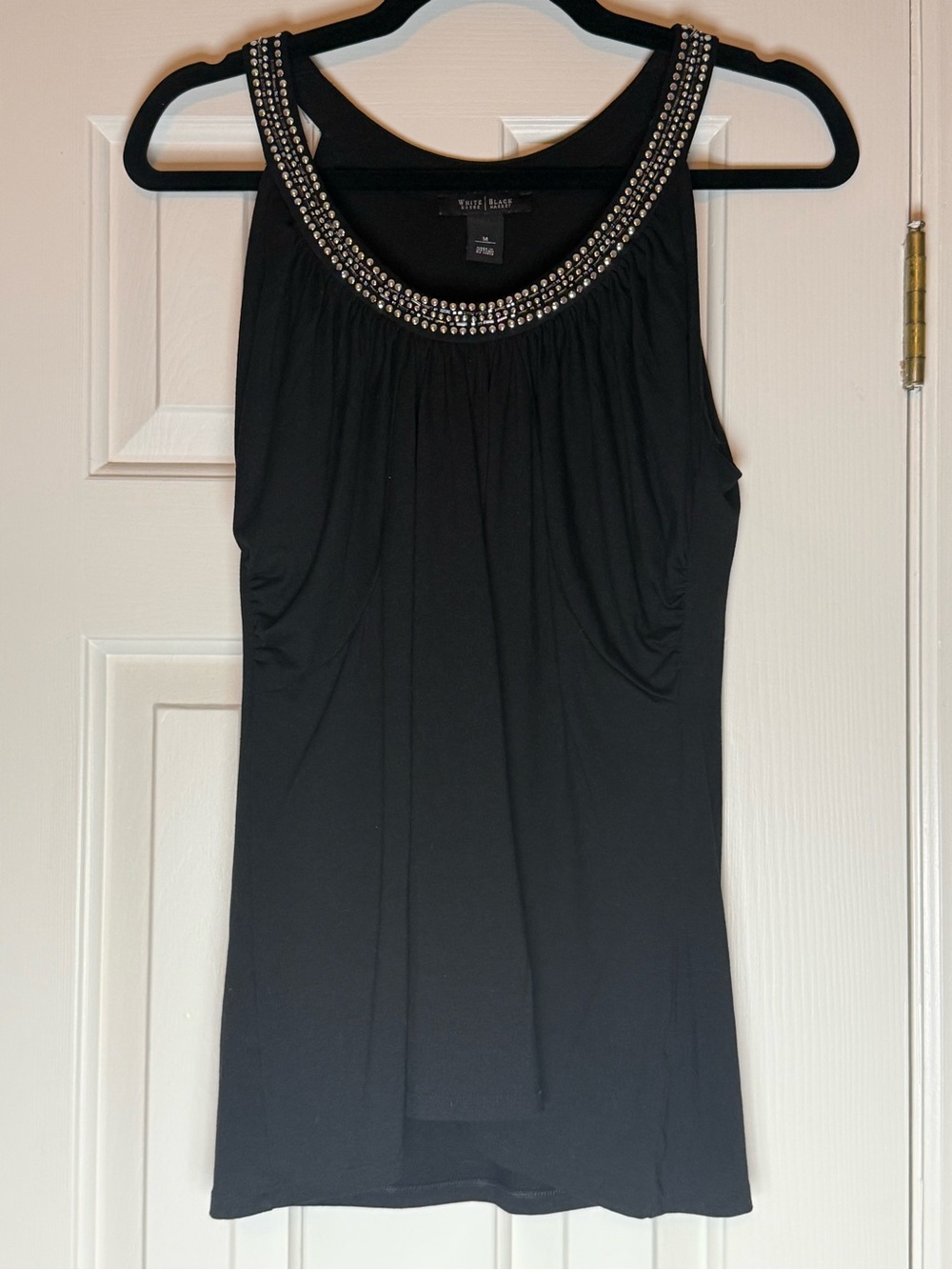 White House Black Market Black Beaded Scoop Neck Tank